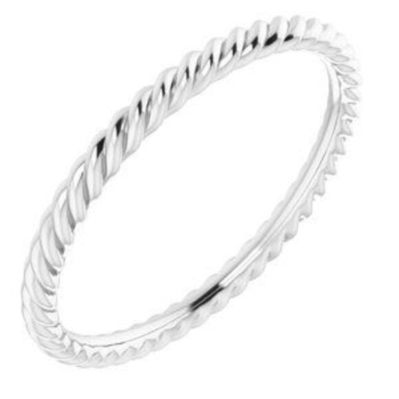 Kazi Luxury 10K White 2 mm Skinny Rope Band Size 8.5